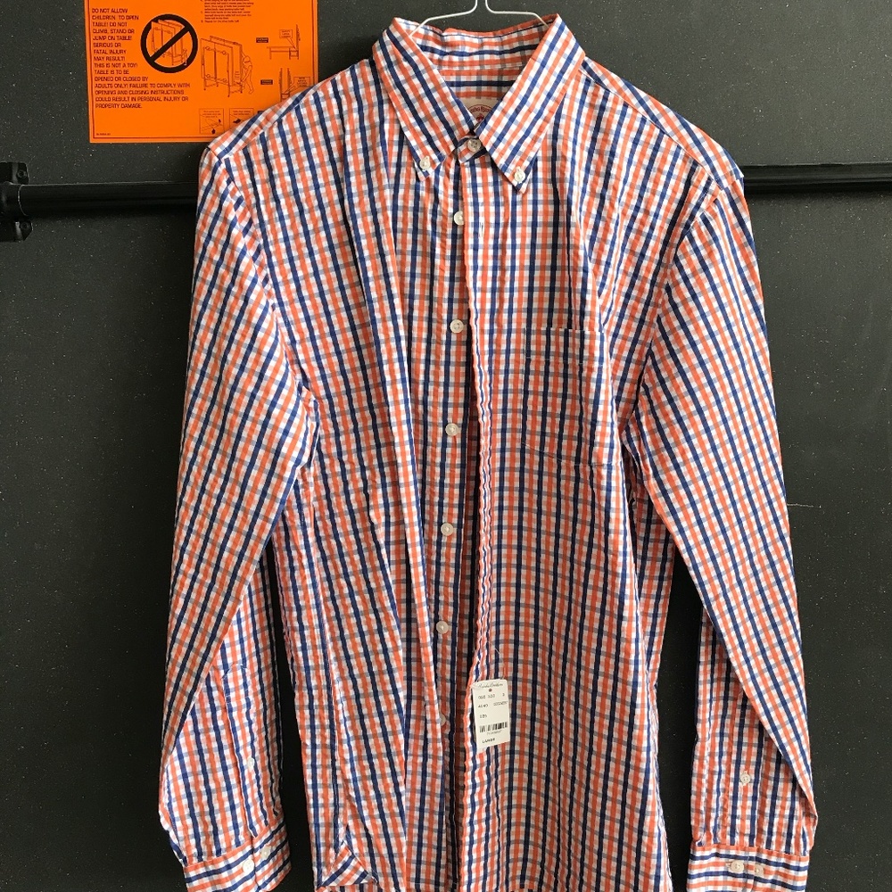 Orange and Blue Brooks Brothers Checkered Shirt